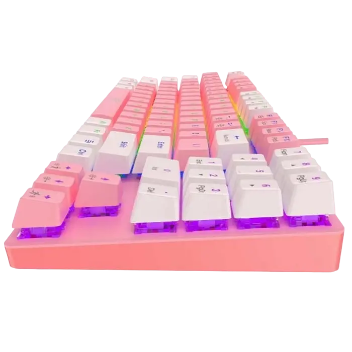 Tastatură Havit KB512L, Cu fir, Roz/Alb