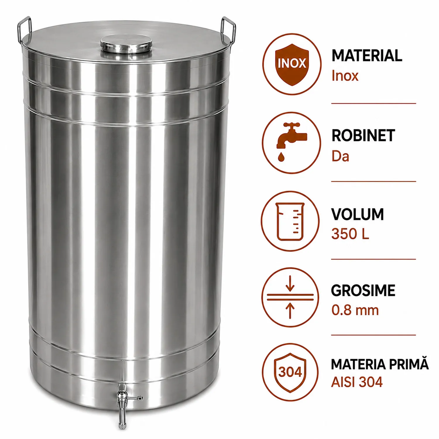 Butoi pentru vin din Inox 350 L