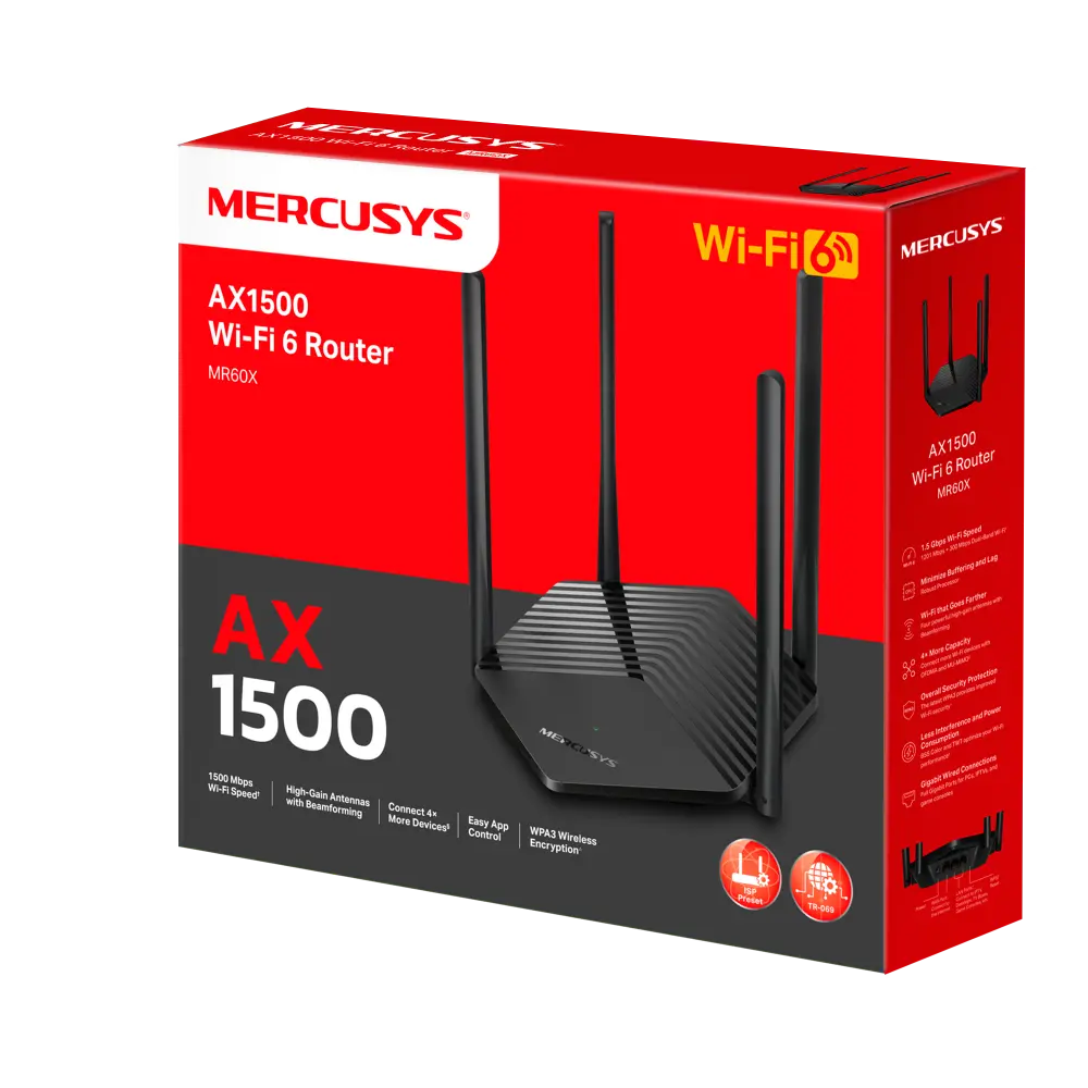 Router fără fir MERCUSYS MR60X, Negru