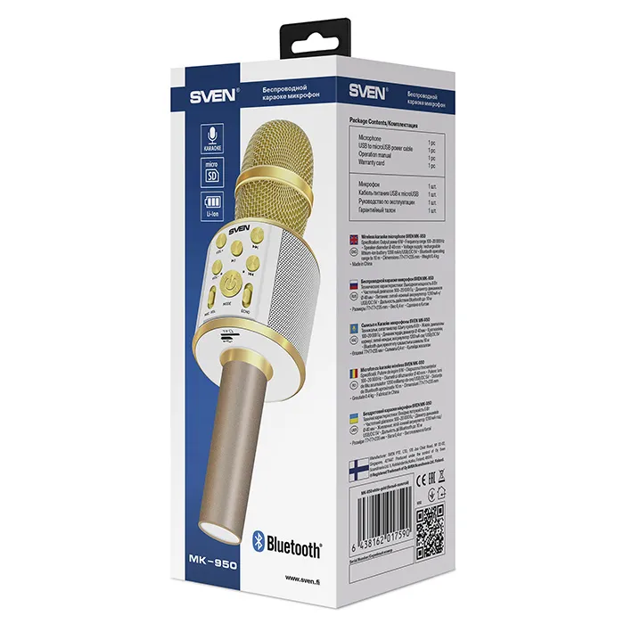 Microfon Karaoke SVEN MK-950, Fără fir, Auriu