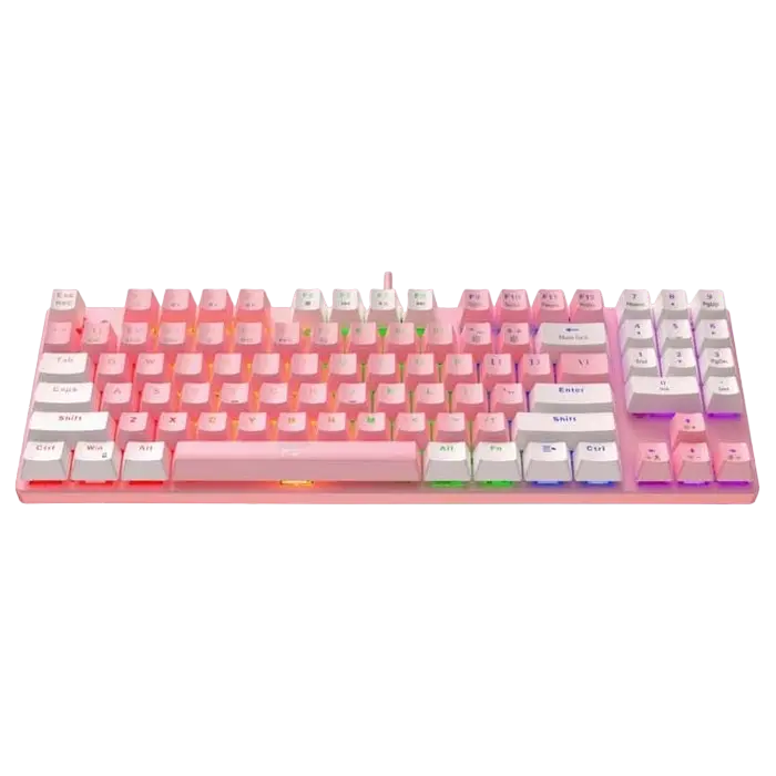 Tastatură Havit KB512L, Cu fir, Roz/Alb
