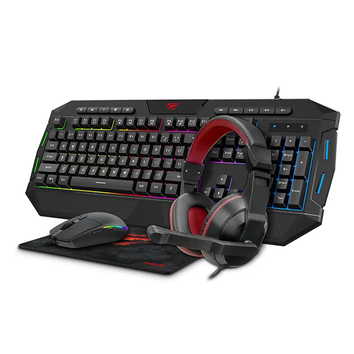 Set Tastatură + Mouse + Mouse Pad + Căști Havit KB501CM, Cu fir, Negru