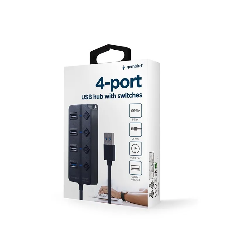 Adaptor Hub Gembird UHB-U3P1U2P3P-01, Negru