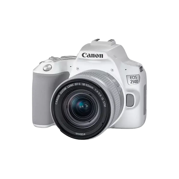 Aparat foto DSLR Canon EOS 250D + EF-S 18-55 IS, Alb