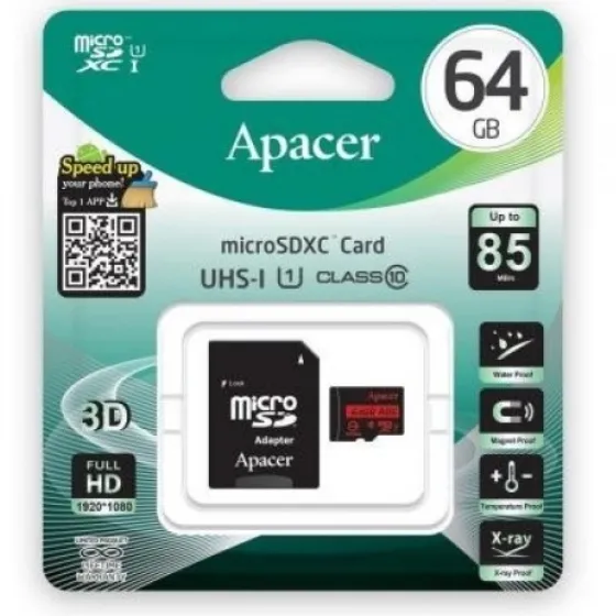 Card de Memorie Apacer microSDHC UHS-I U1 Class 10, 64GB (AP64GMCSX10U5-R)