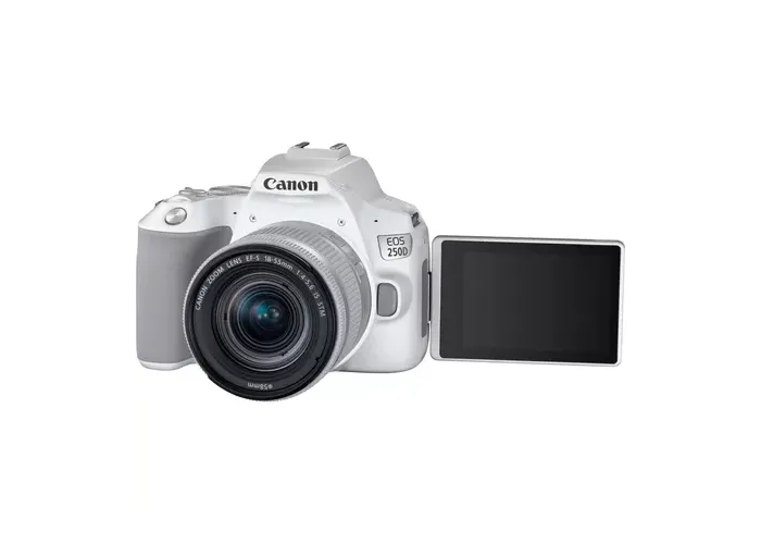 Aparat foto DSLR Canon EOS 250D + EF-S 18-55 IS, Alb