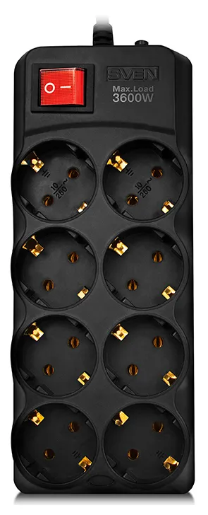 Prelungitor electric SVEN SF-08-16, 8 Prize, 1,8m, Negru