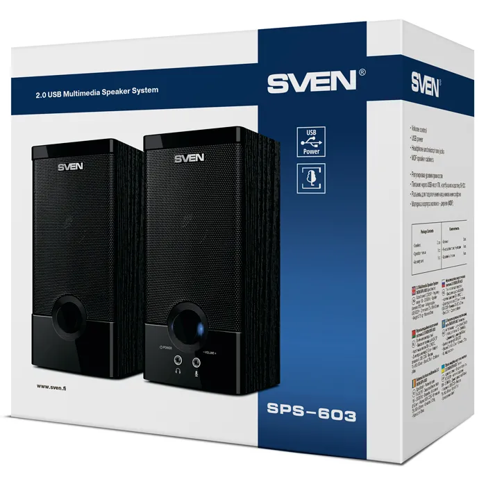 Boxe pentru calculator 2.0 SVEN SPS-603, Negru