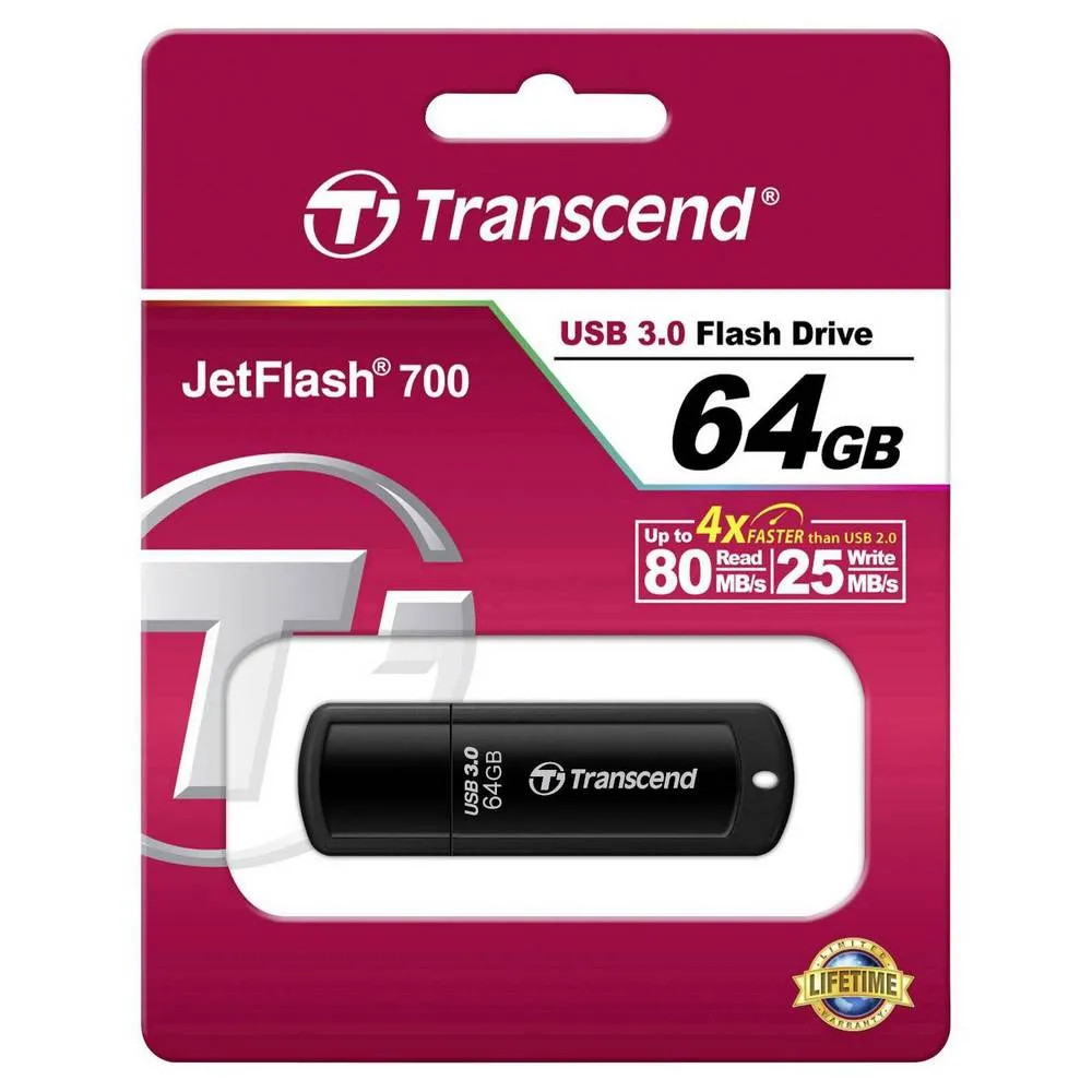 Memorie USB Transcend JetFlash 700, 64GB, Negru