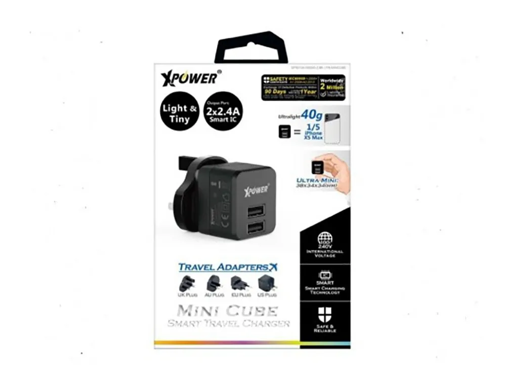 Încărcător Xpower Charger + Type-C Cable, 2USB, 2.4A, Negru