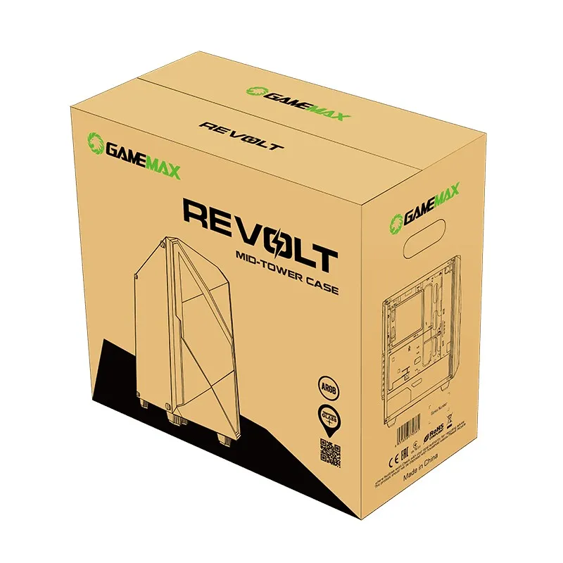 Carcasă PC Gamemax Revolt, Midi-Tower, ATX, Negru