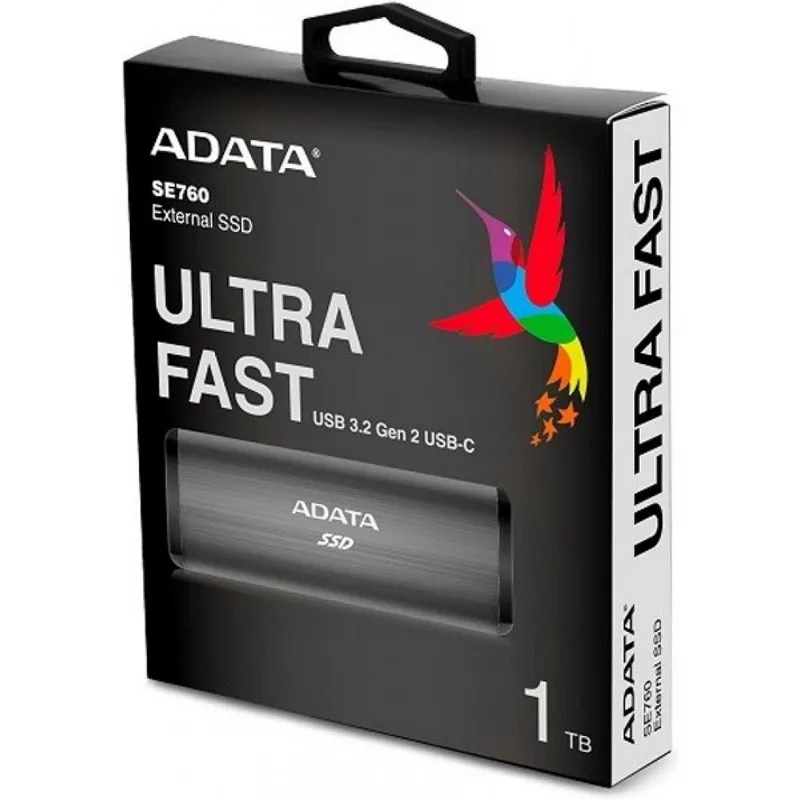 1.0TB ADATA Portable SSD SE760 Titanium, USB-C 3.1 (122x44x14mm, 95g, R/W:1000/800MB/s)