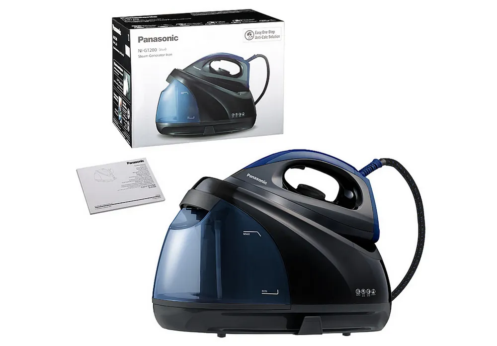 Fier de călcat cu generator de abur Panasonic NI-GT200ATW, 2400W, Negru/Albastru