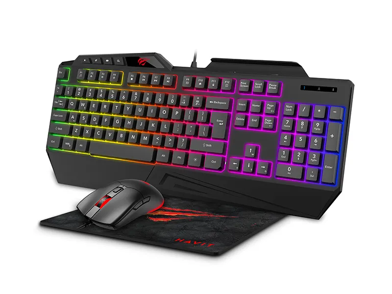 Set Tastatură + Mouse + Mouse Pad Havit KB889CM, Cu fir, Negru