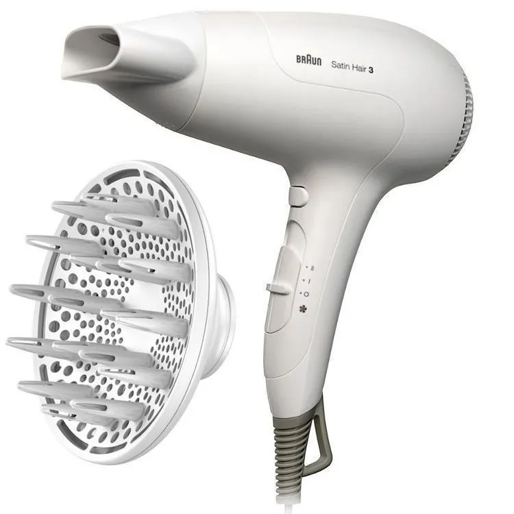 Uscător de păr Braun Satin Hair 3 PowerPerfection, 2000 W, Alb