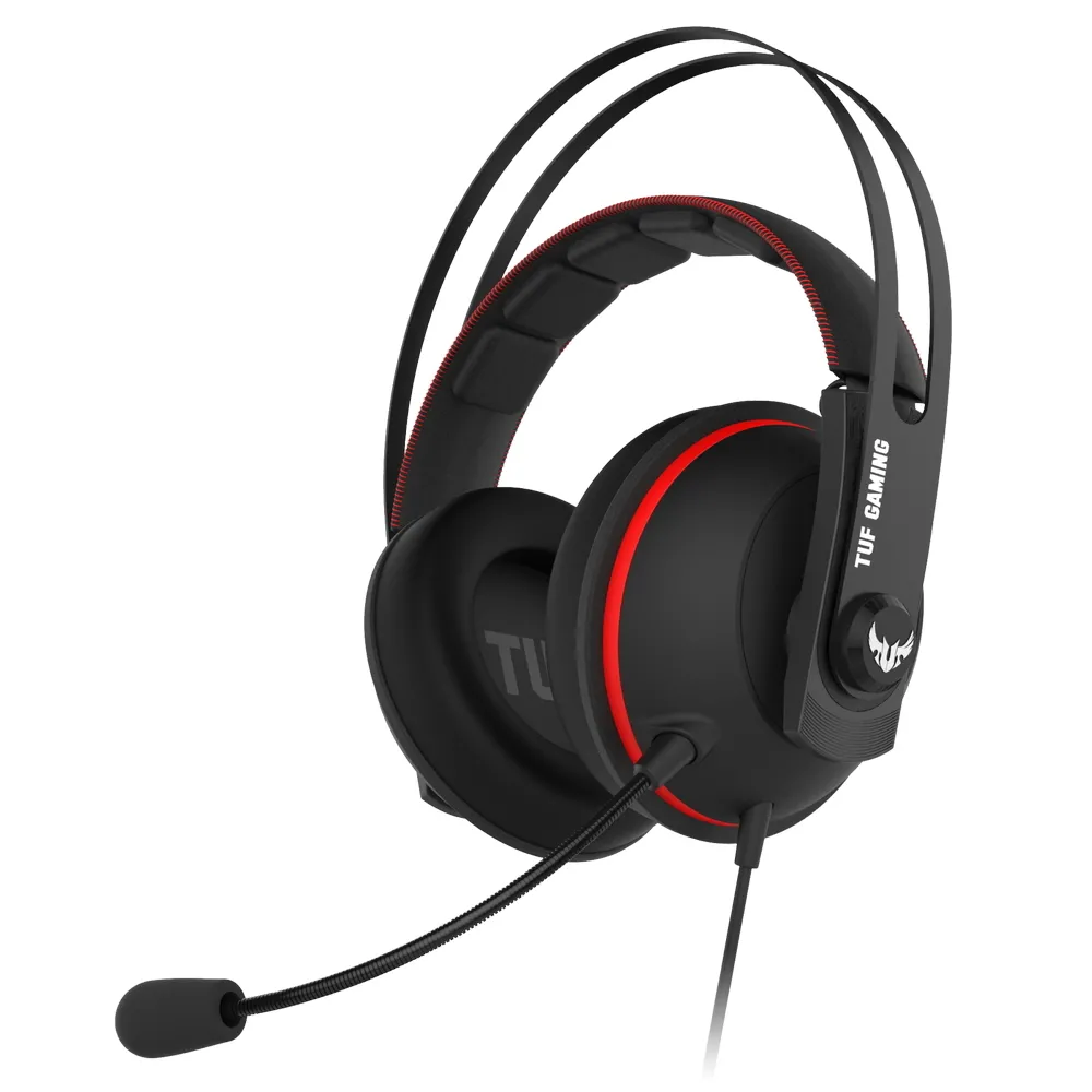 Căști gaming ASUS TUF Gaming H7 Core, Cu fir, Negru/Roșu