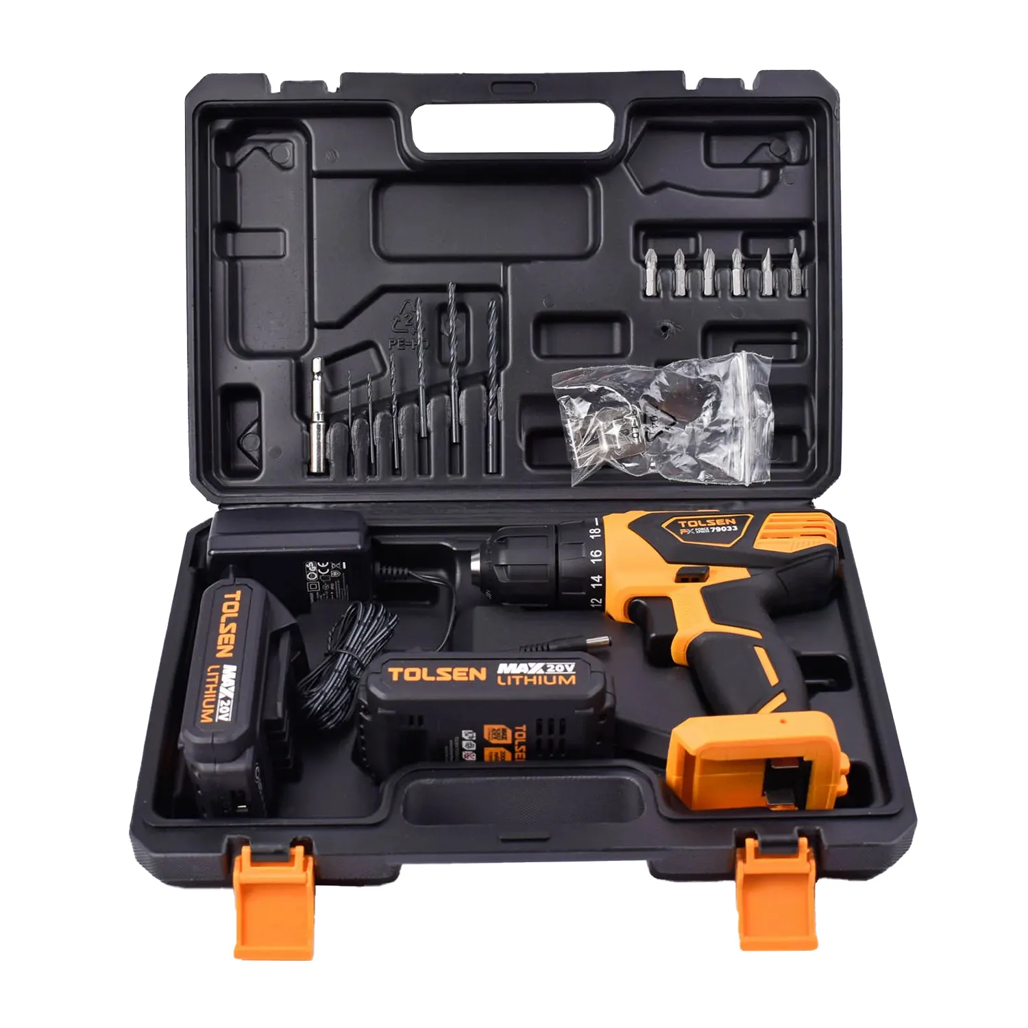 Masina de insurubat cu acumulator TOLSEN 20V| 2BSC| 38 N:m