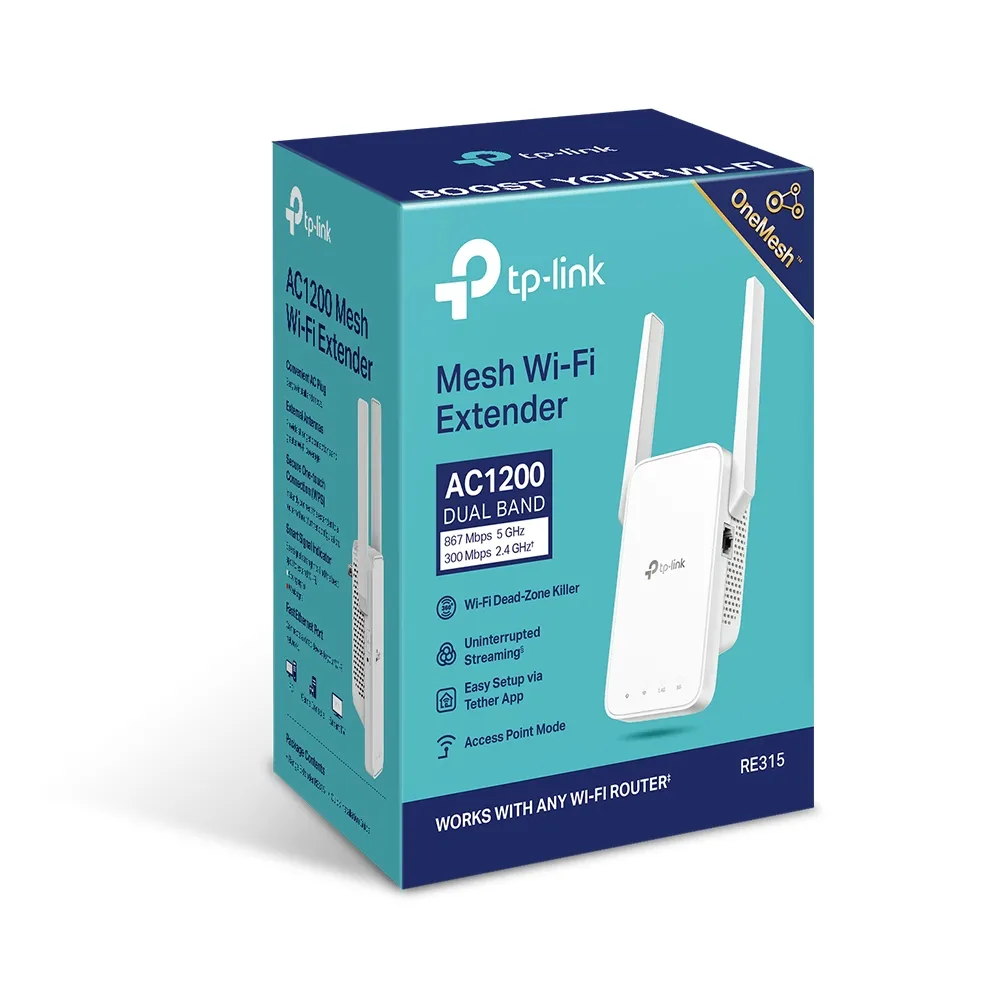 Amplificator de semnal Wi‑Fi TP-LINK RE315, 300 Mbps, 867 Mbps, Alb