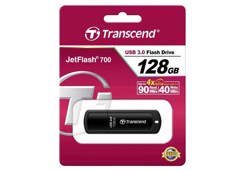 Memorie USB Transcend JetFlash 700, 128GB, Negru