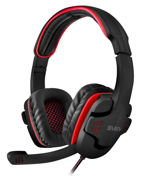 Căști gaming SVEN AP-G855MV, Cu fir, Negru/Roșu