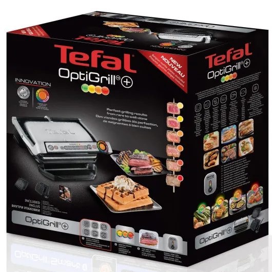 Grătar electric Tefal OptiGrill, 2000W, Argintiu