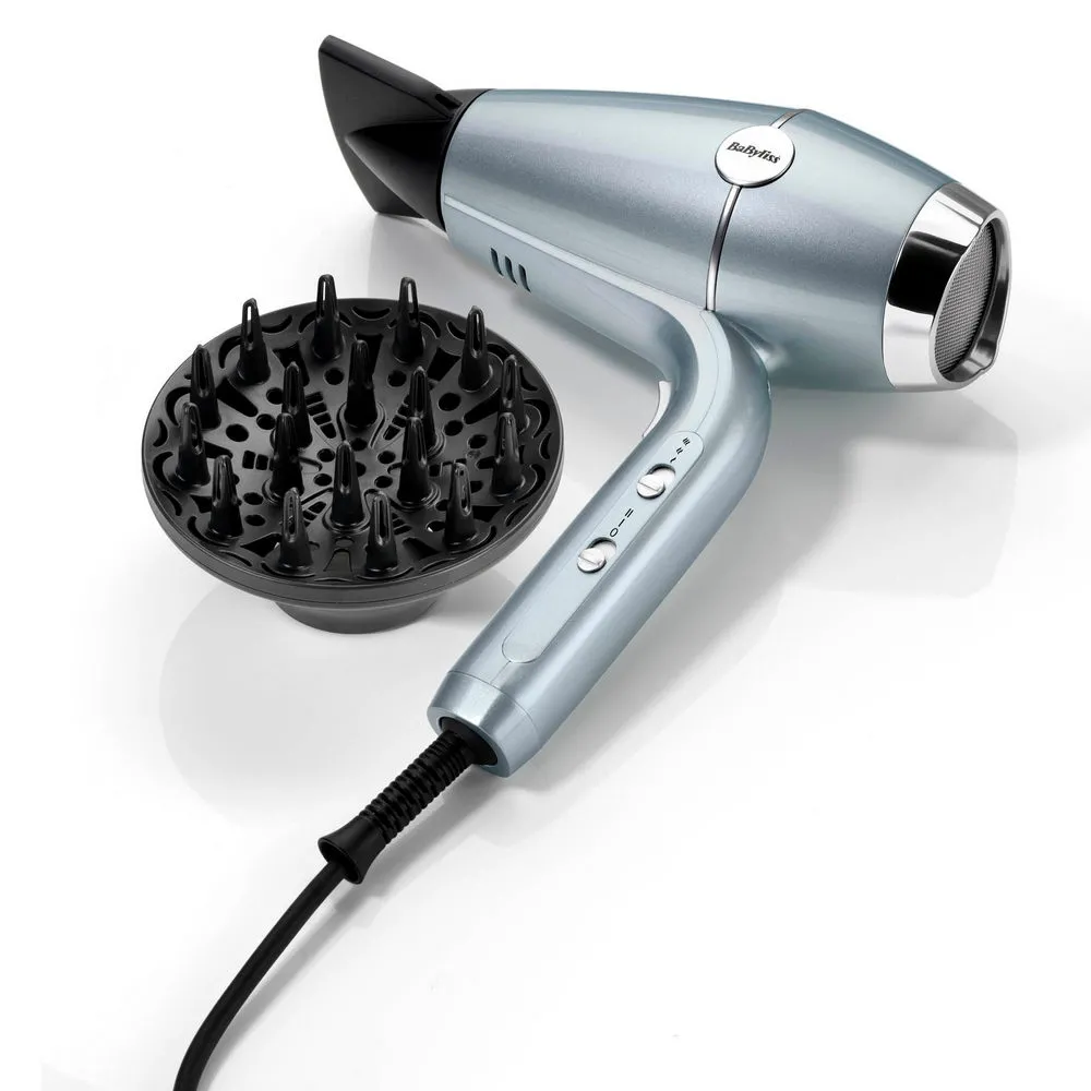 Uscător de păr BaByliss Hydro-Fusion D773DE, 2100 W, Albastru deschis