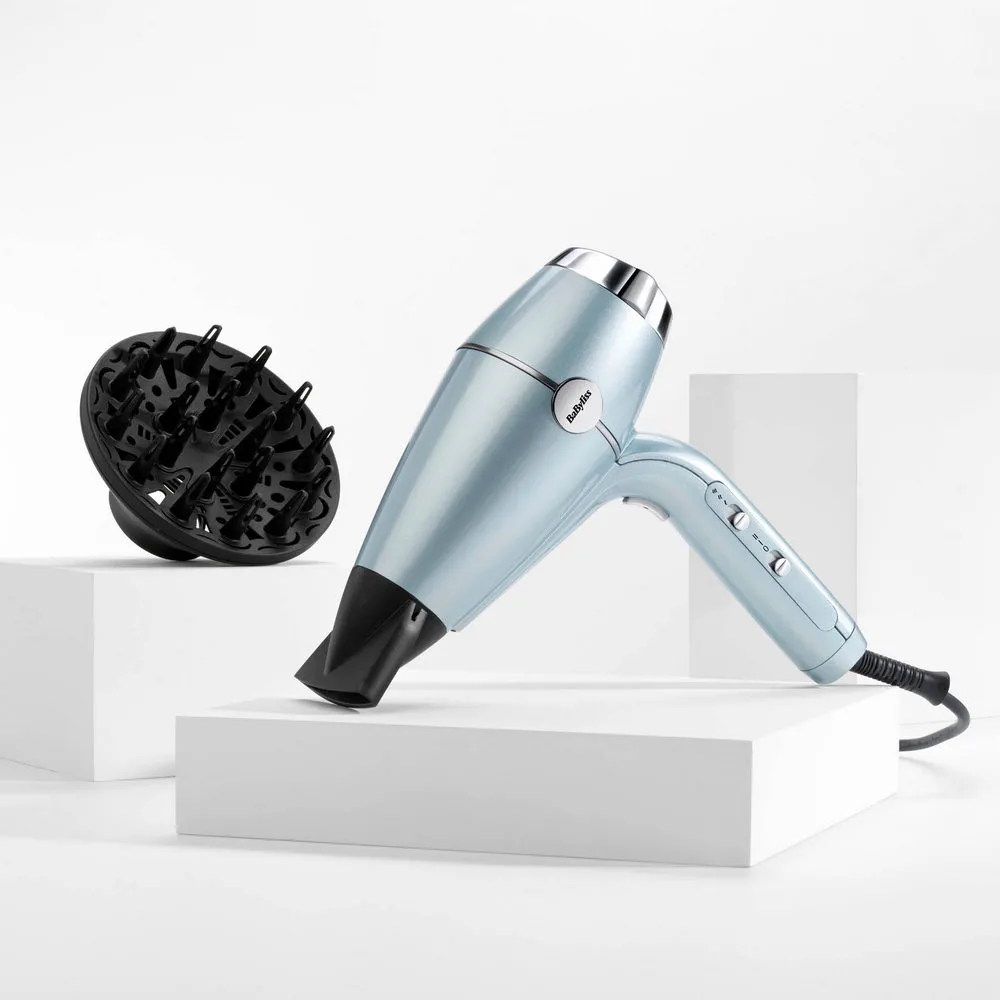 Uscător de păr BaByliss Hydro-Fusion D773DE, 2100 W, Albastru deschis