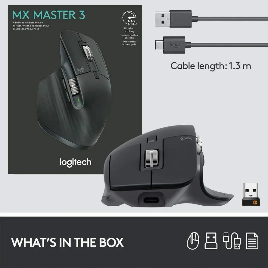 Mouse Wireless Logitech MX Master 3S, Negru
