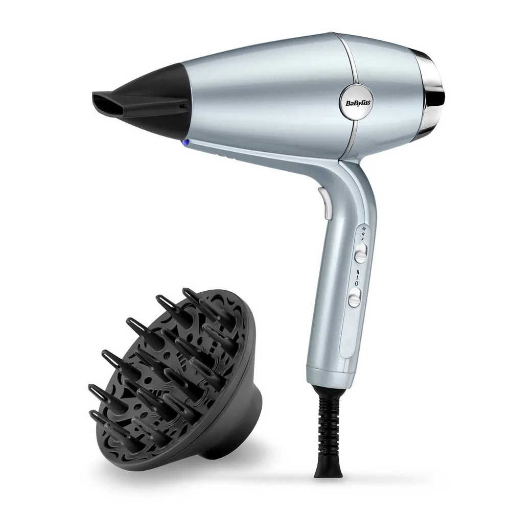 Uscător de păr BaByliss Hydro-Fusion D773DE, 2100 W, Albastru deschis