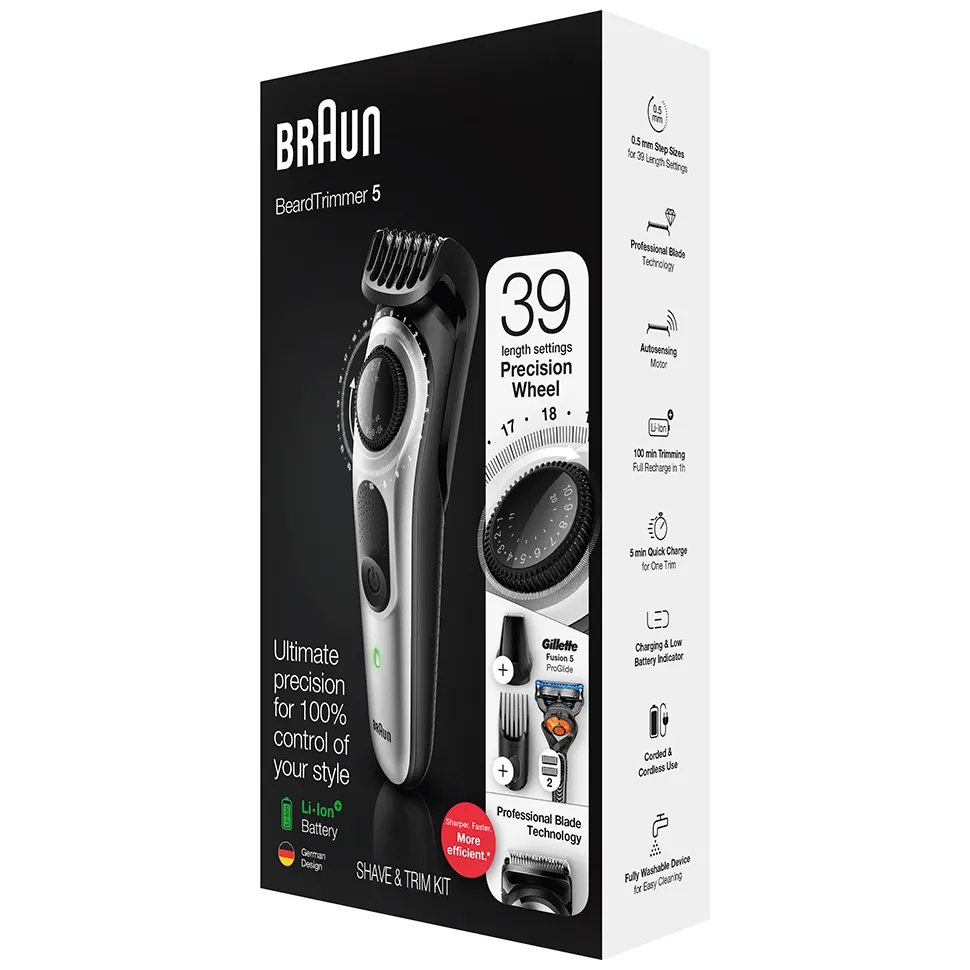 Trimmer pentru bărbați Braun BT5260, Negru | Argintiu