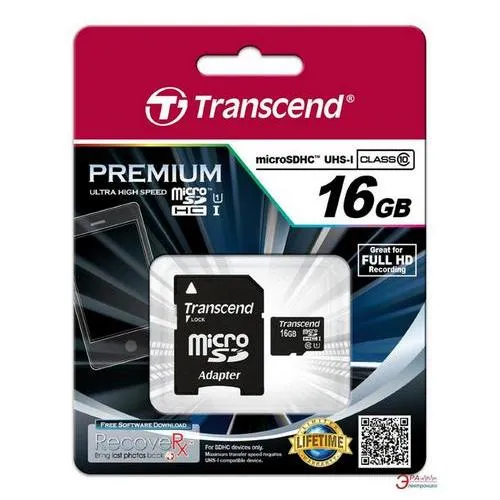 Card de Memorie Transcend microSDHC UHS-I (U1), Class 10, 16GB (TS16GUSDU1)