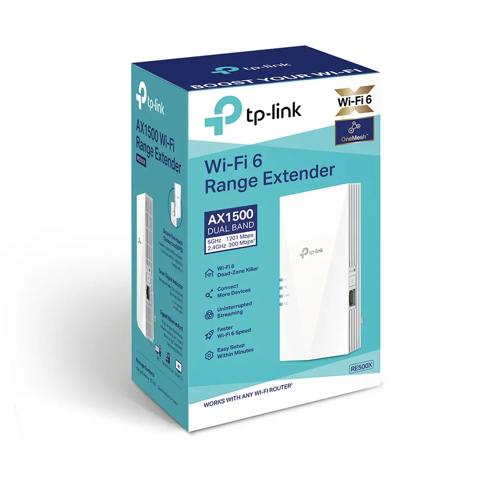 Amplificator de semnal Wi‑Fi TP-LINK RE500X, 300 Mbps, 1200 Mbps, Alb