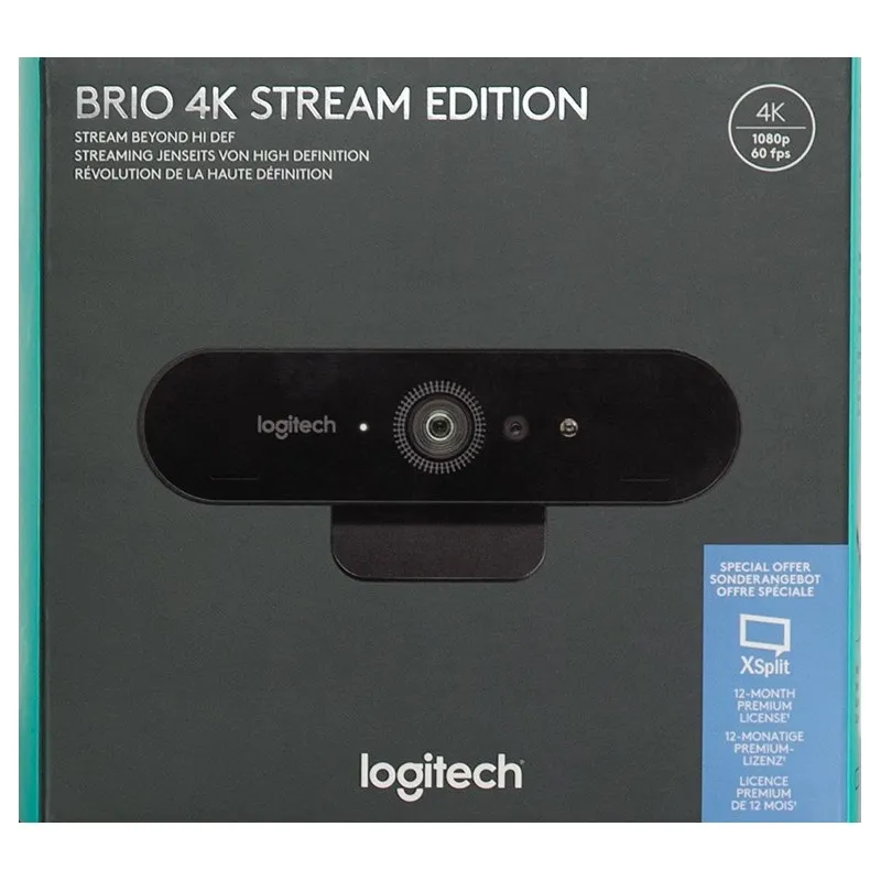 Cameră Web Logitech Brio Stream, UHD-4K, Negru