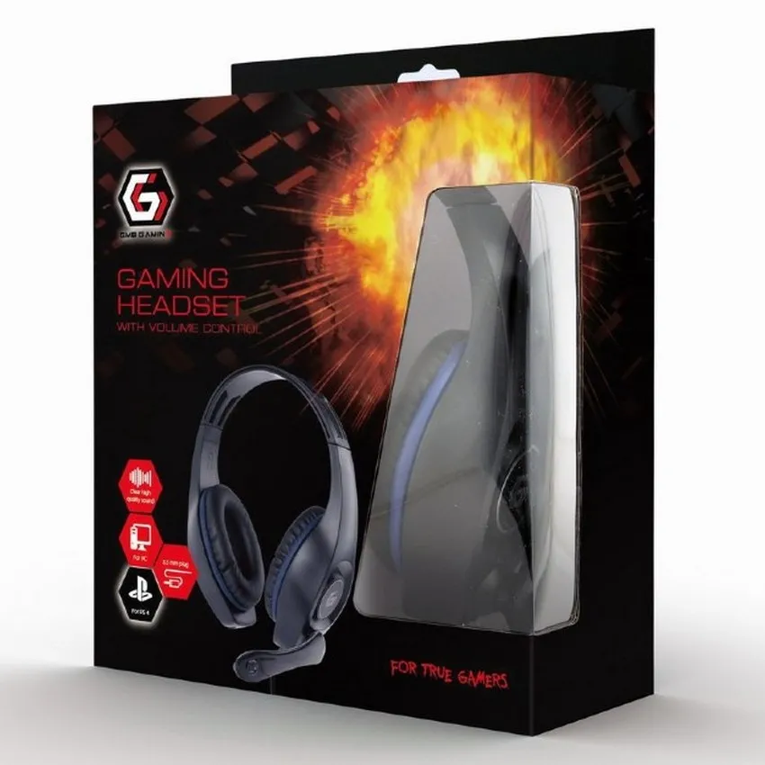 Căști gaming Gembird GHS-05-B, Cu fir, Negru/Albastru