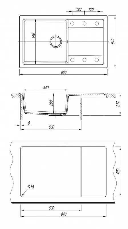 Tehno 860 chiuveta Dr: Gans (Bej-Latte)
