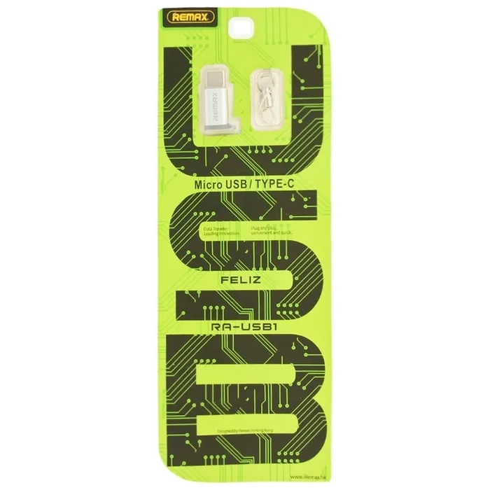 Adaptor USB Remax RA-USB1, micro-USB (F)/USB Type-C, Argintiu