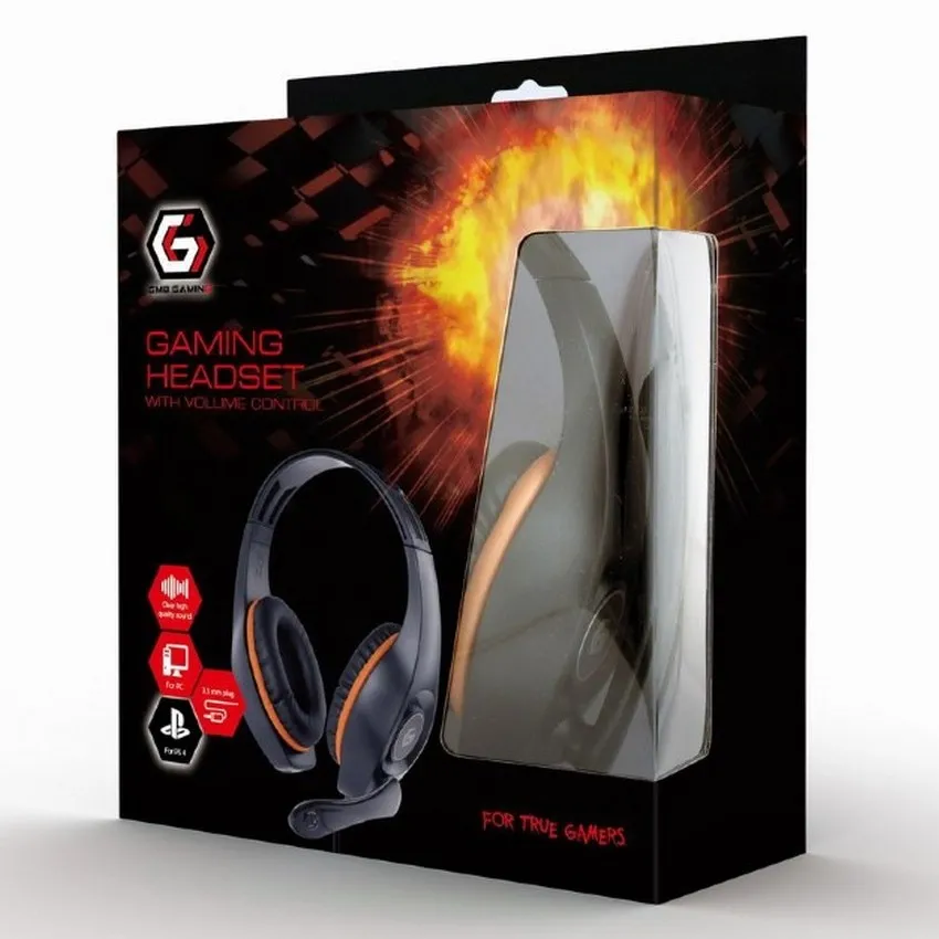 Căști gaming Gembird GHS-05-O, Cu fir, Negru/Portocaliu