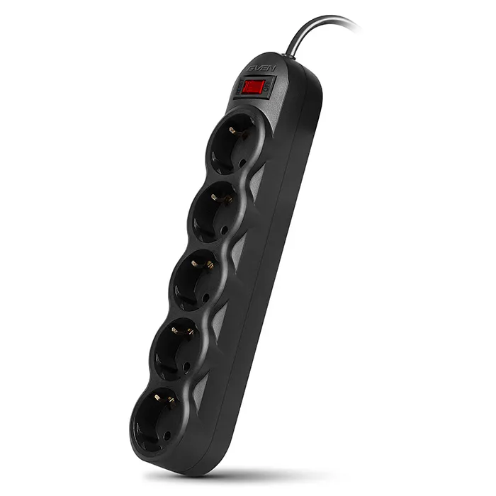 Prelungitor electric SVEN SF-05L, 5 Prize, 1,8m, Negru