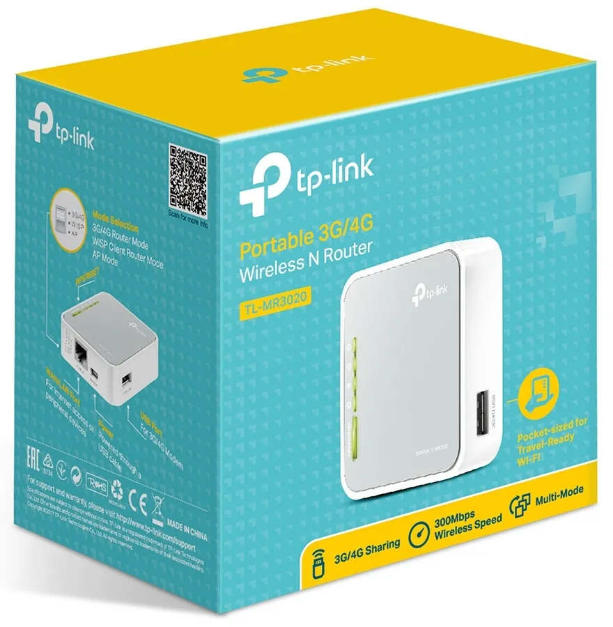 Router fără fir TP-LINK TL-MR3020, 3G, 4G, Alb