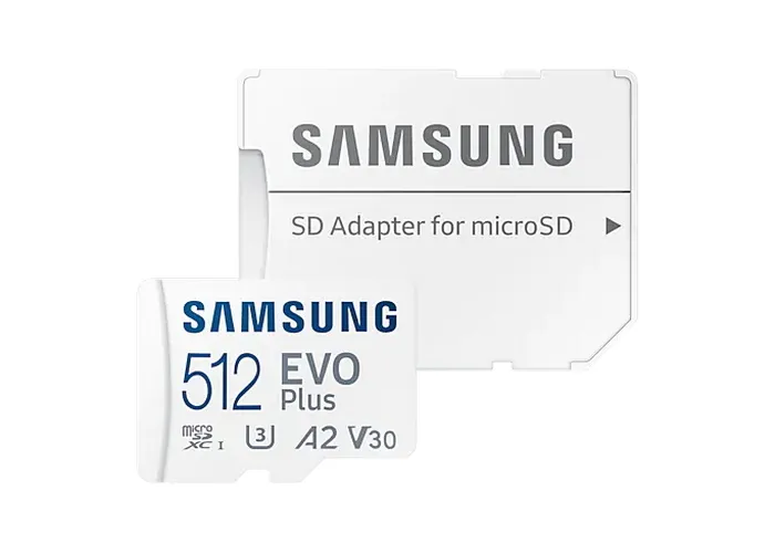 512GB MicroSD (Class 10) UHS-I (U3) +SD adapter, Samsung EVO Plus 