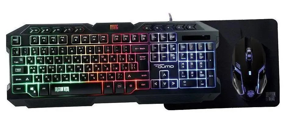 Set Tastatură + Mouse + Mouse Pad QUMO Mystic, Cu fir, Negru