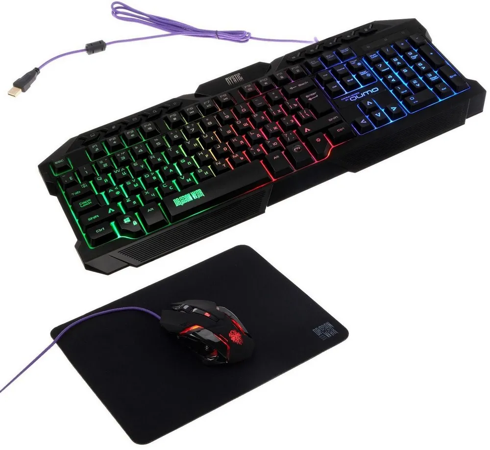 Set Tastatură + Mouse + Mouse Pad QUMO Mystic, Cu fir, Negru