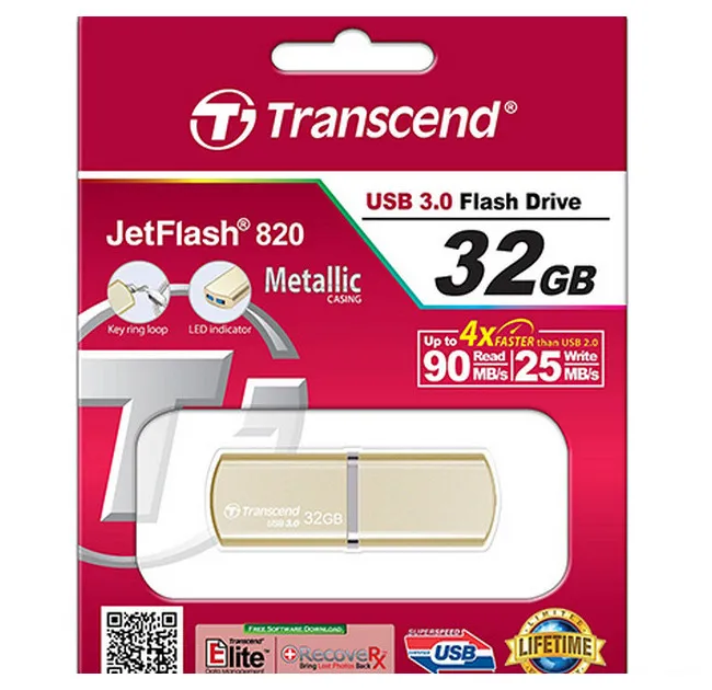 Memorie USB Transcend JetFlash 820, 32GB, Auriu