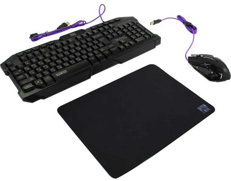 Set Tastatură + Mouse + Mouse Pad QUMO Mystic, Cu fir, Negru