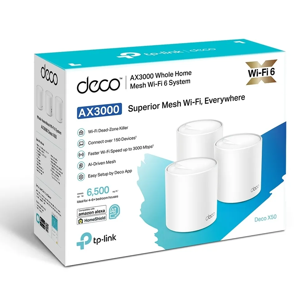 Sistem Wi-Fi Mesh TP-LINK Deco X50 (3-pack), Alb
