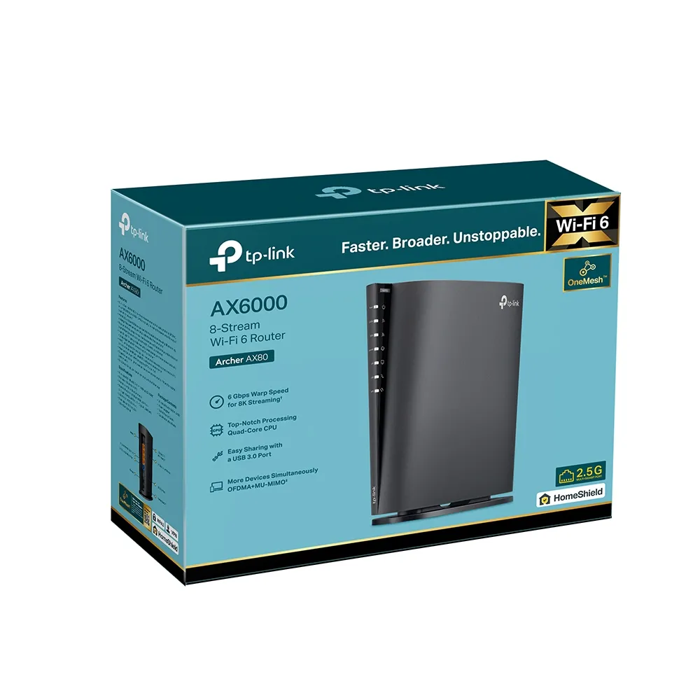 Router fără fir TP-LINK Archer AX80, Negru