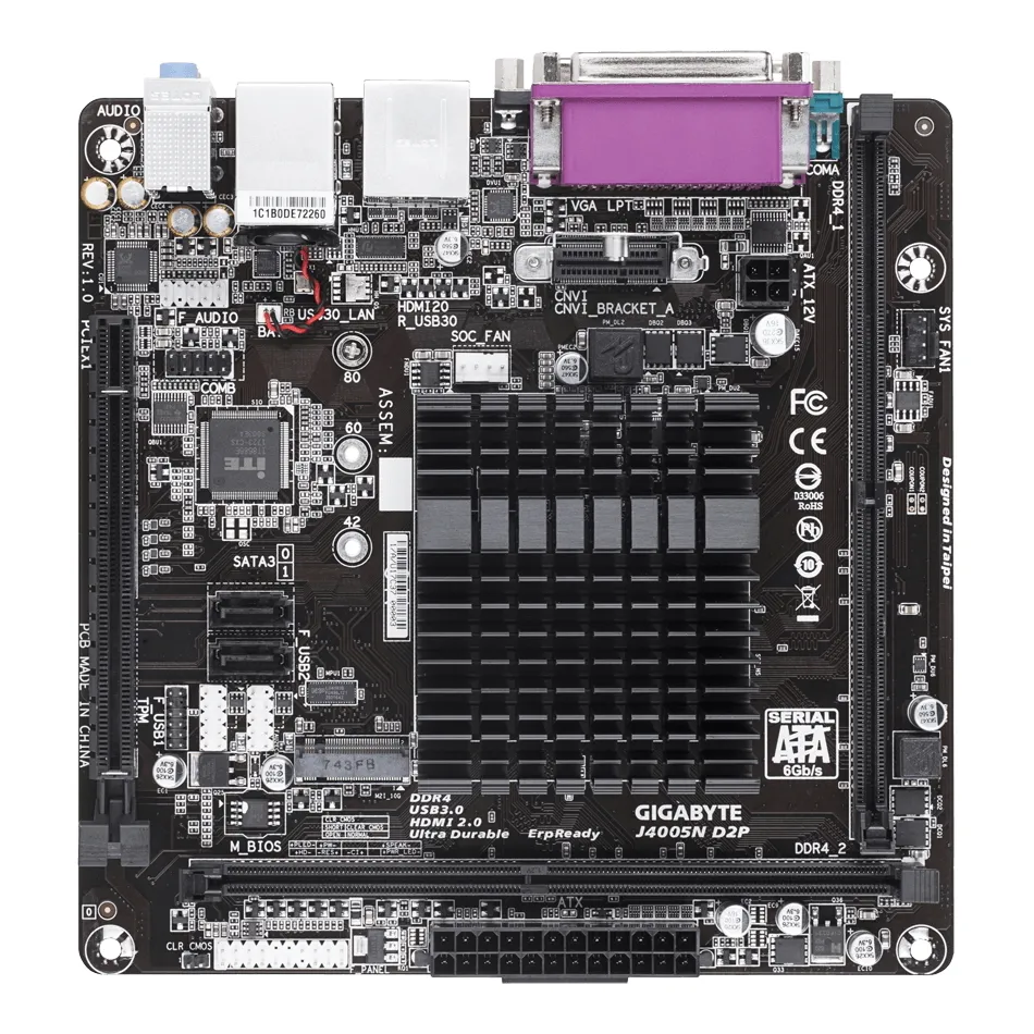Placă de bază Gigabyte J4005N D2P, Intel J4005, Mini-ITX