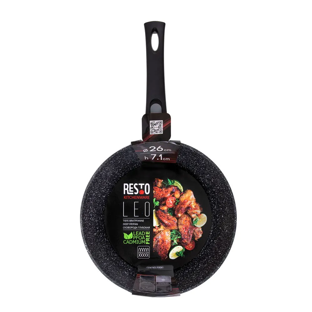Tigaie adâncă RESTO 93041, 26cm, Negru