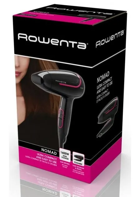 Uscător de păr compact Rowenta Nomad CV3323F0, 1600 W, Negru