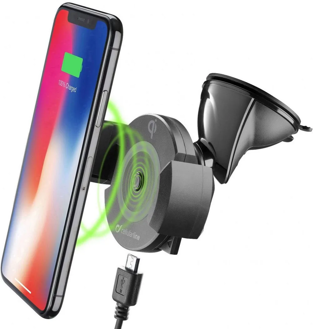 Suport Auto Cellularline Pilot Active Wireless - Wireless Smartphones, Negru